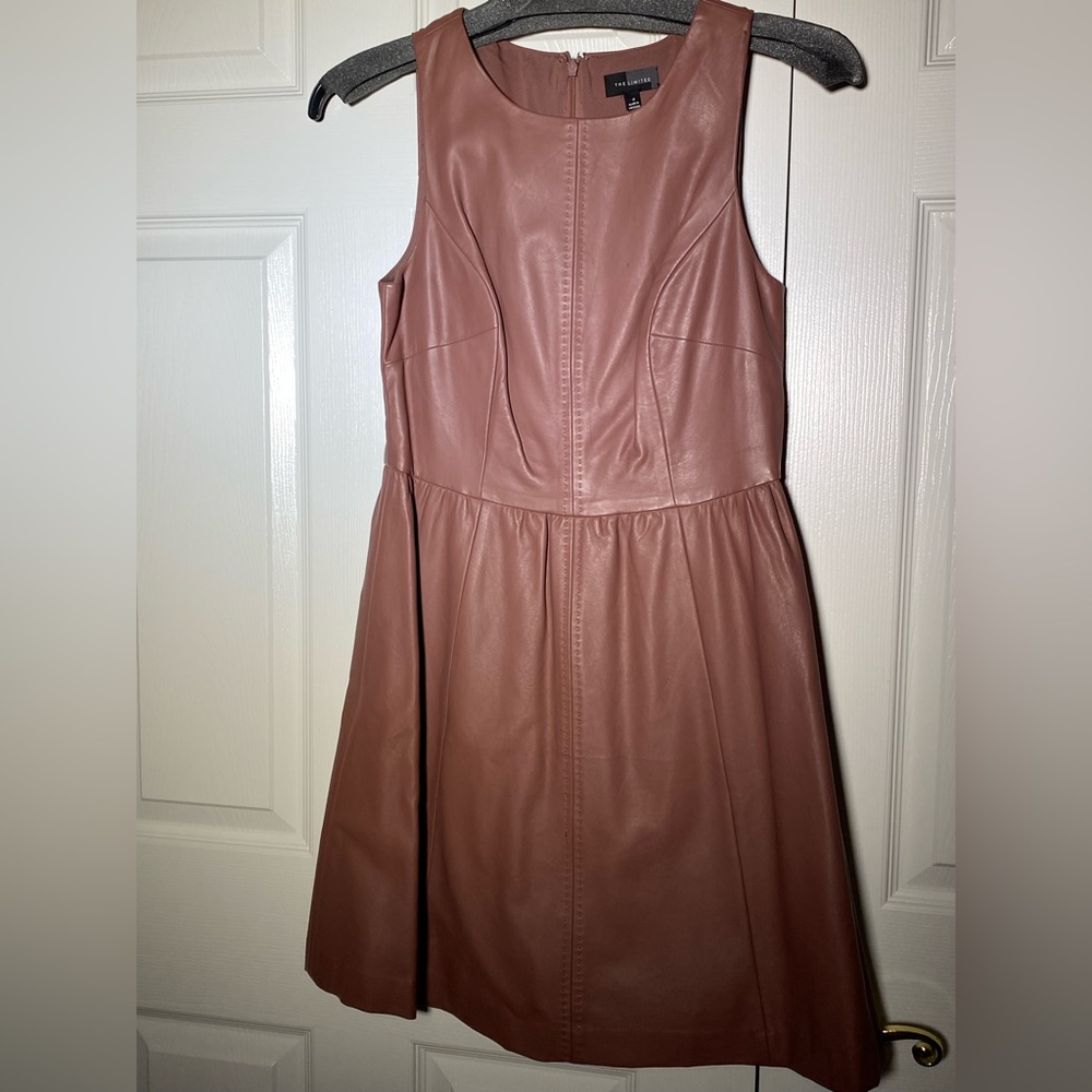 PU blush colored sleeveless dress. Faux leather is good quality